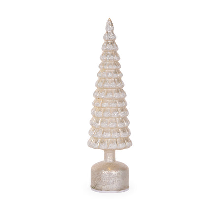41 CM WHITE MERCURY GLASS ROTATING LED TREE