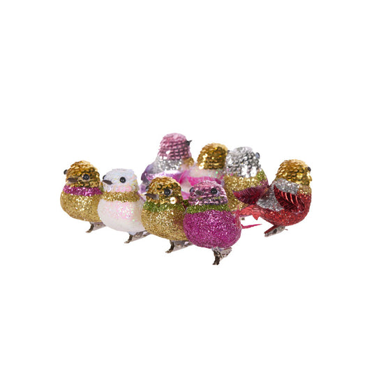 8 PK SEQUIN CLIP BIRDS