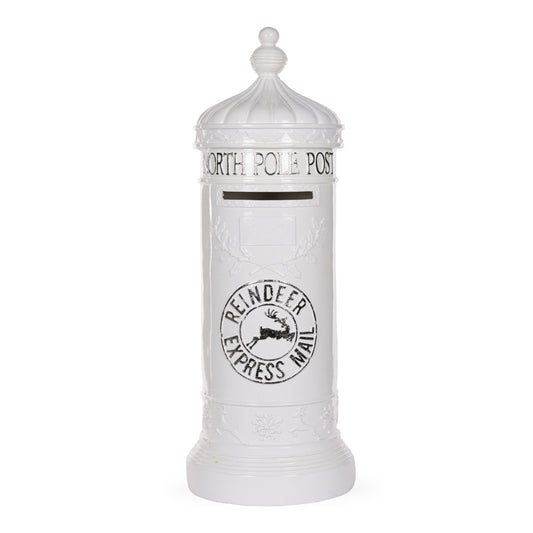 77 CM SILVER AND WHITE SANTA MAILBOX