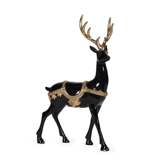 33 CM STANDING EMBELLISHED BLACK AND GOLD REINDEER