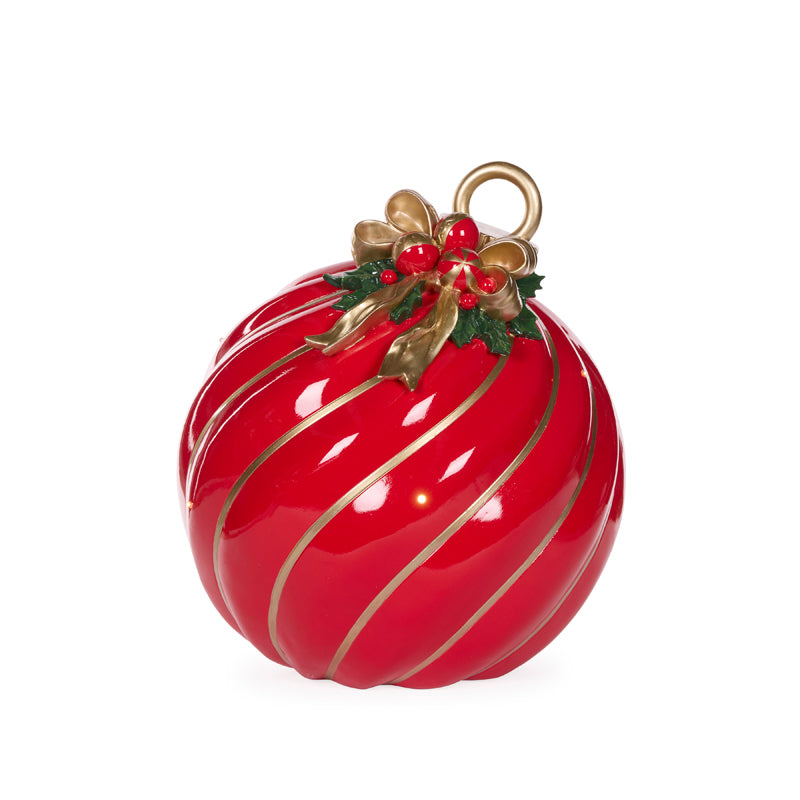44 CM TRADITIONAL RED SWIRL LED BAUBLE