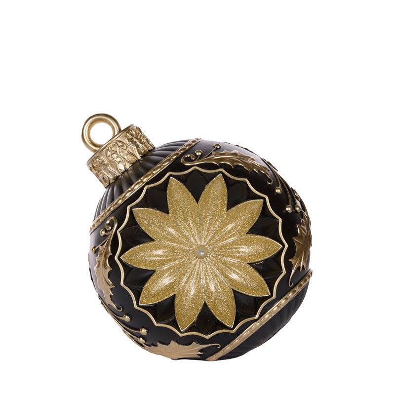 35.5 CM BLACK GLITTERED BAUBLE DECOR