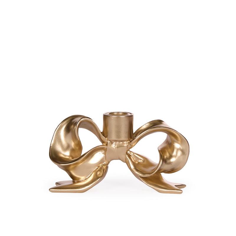 GILDED BOW CANDLE HOLDER