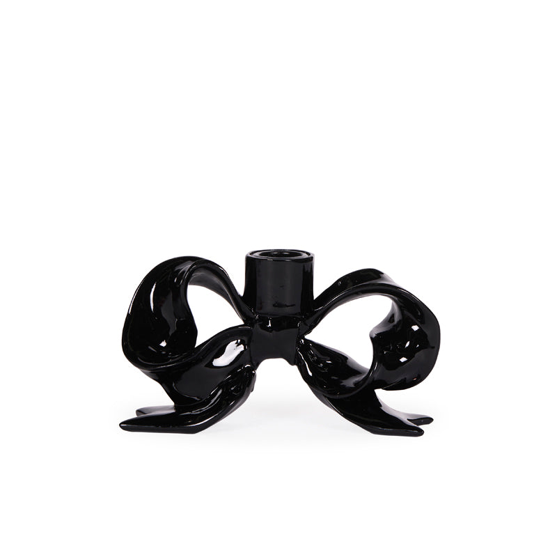 BLACK BOW CANDLE HOLDER