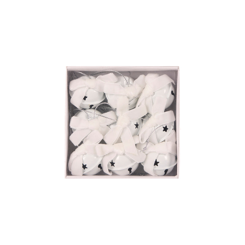 SET/9 WHITE MINI BELLS HANGING ORNAMENT