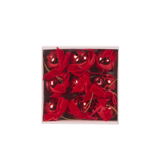SET/9 RED MINI BELLS HANGING ORNAMENT