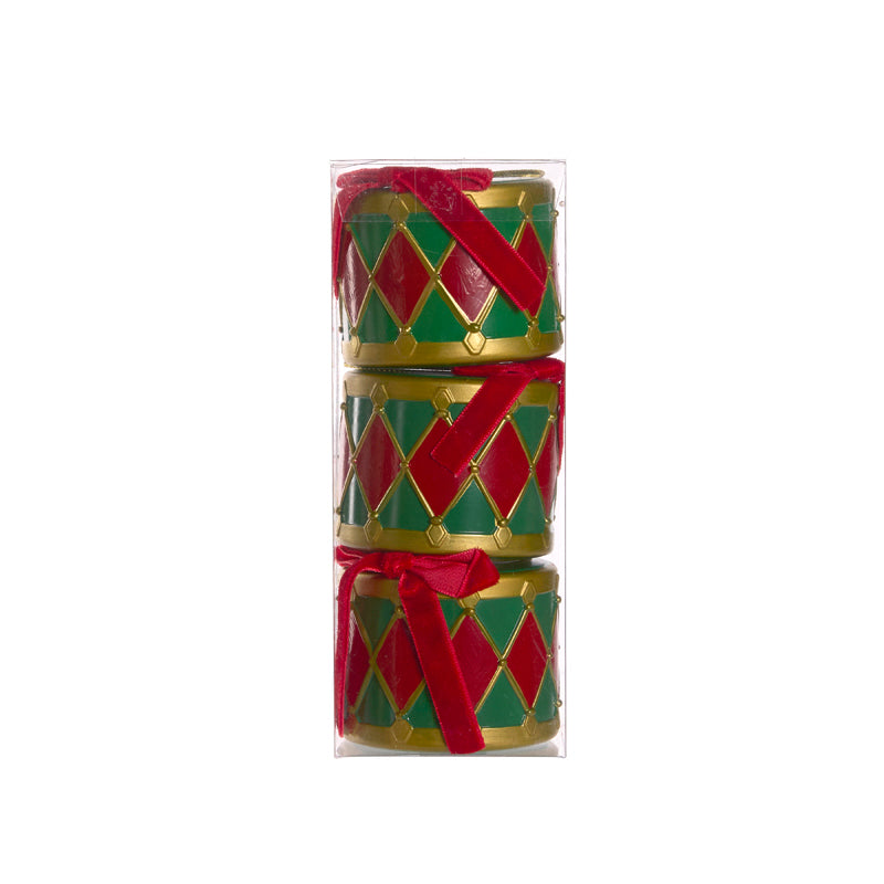 SET/3 RED AND GREEN 7 CM HANGING DRUMS