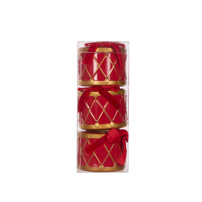 SET/3 RED AND GOLD 7 CM HANGING DRUMS