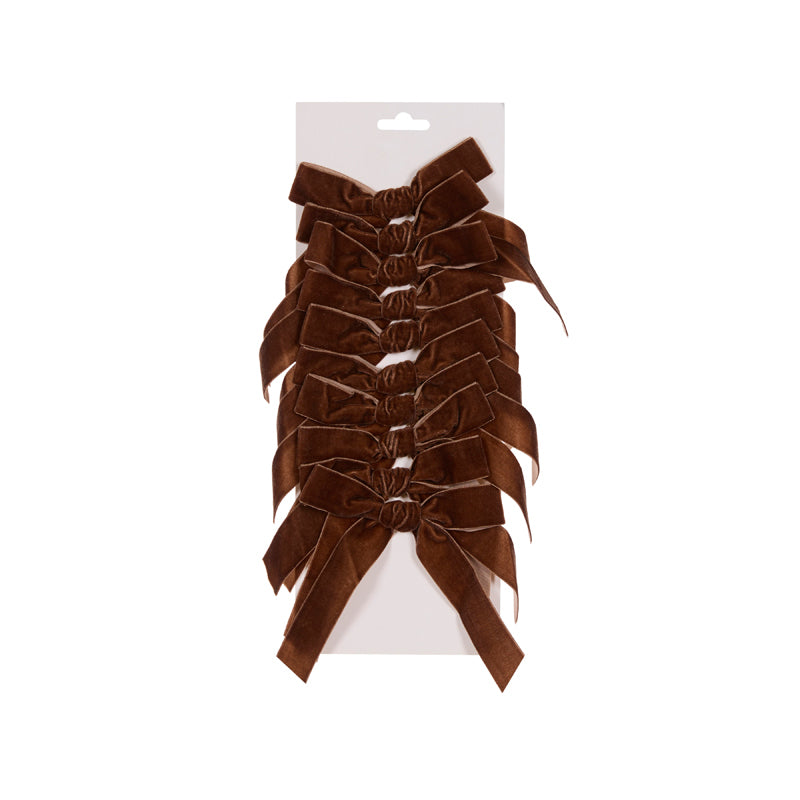 SET/10 5 CM BROWN VELVET BOWS