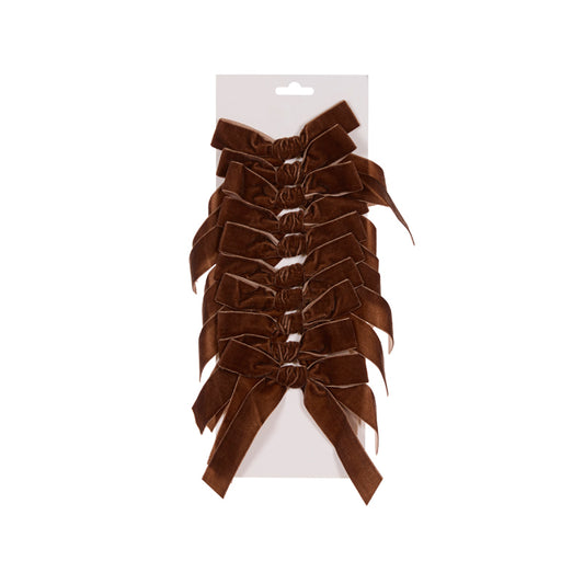 SET/10 5 CM BROWN VELVET BOWS