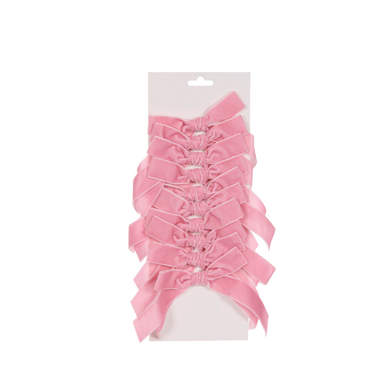SET/10 5 CM PINK VELVET BOWS