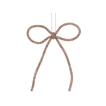 14 CM CHAMPAGNE BEADED BOW ORNAMENT