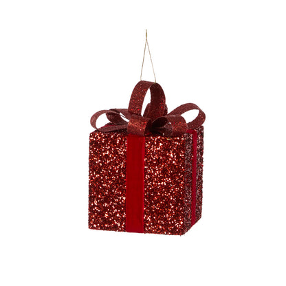 10 CM RED GLITTERED GIFT BOX