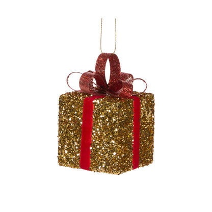 6 CM RED AND GOLD GLITTERED GIFT BOX