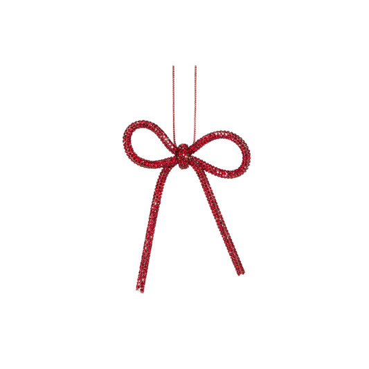 9 CM RED BEADED BOW ORNAMENT