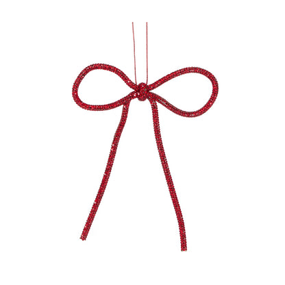 14 CM RED BEADED BOW ORNAMENT
