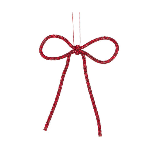14 CM RED BEADED BOW ORNAMENT