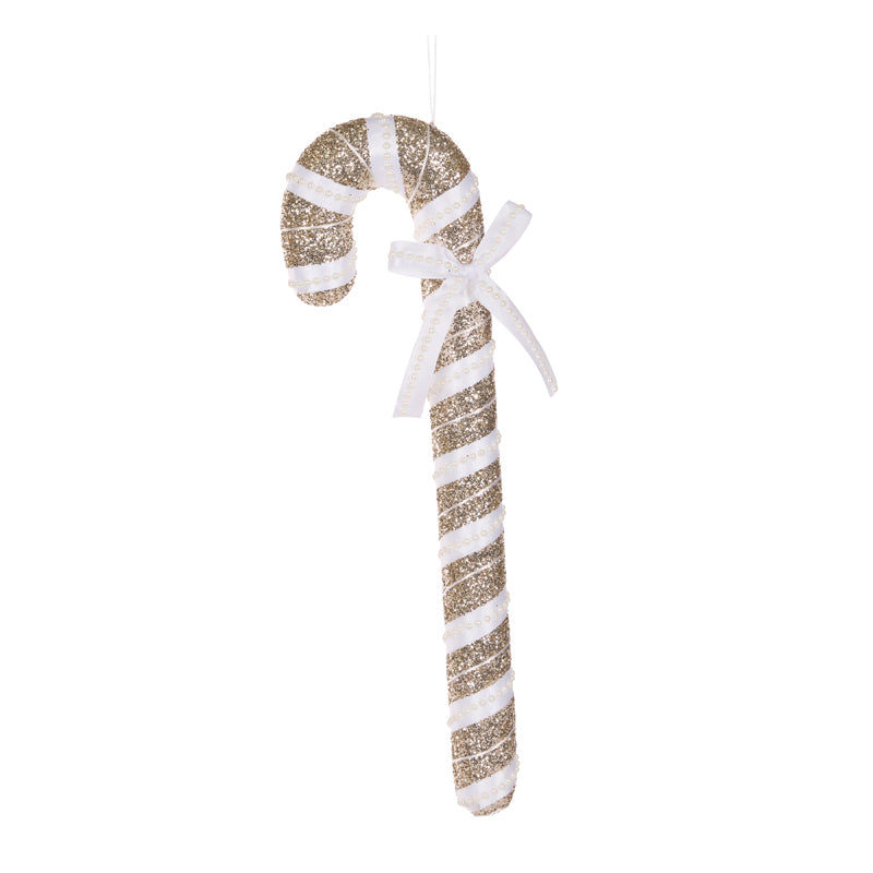 48 CM CHAMPAGNE AND WHITE HANGING CANDY CANE