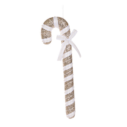 48 CM CHAMPAGNE AND WHITE HANGING CANDY CANE