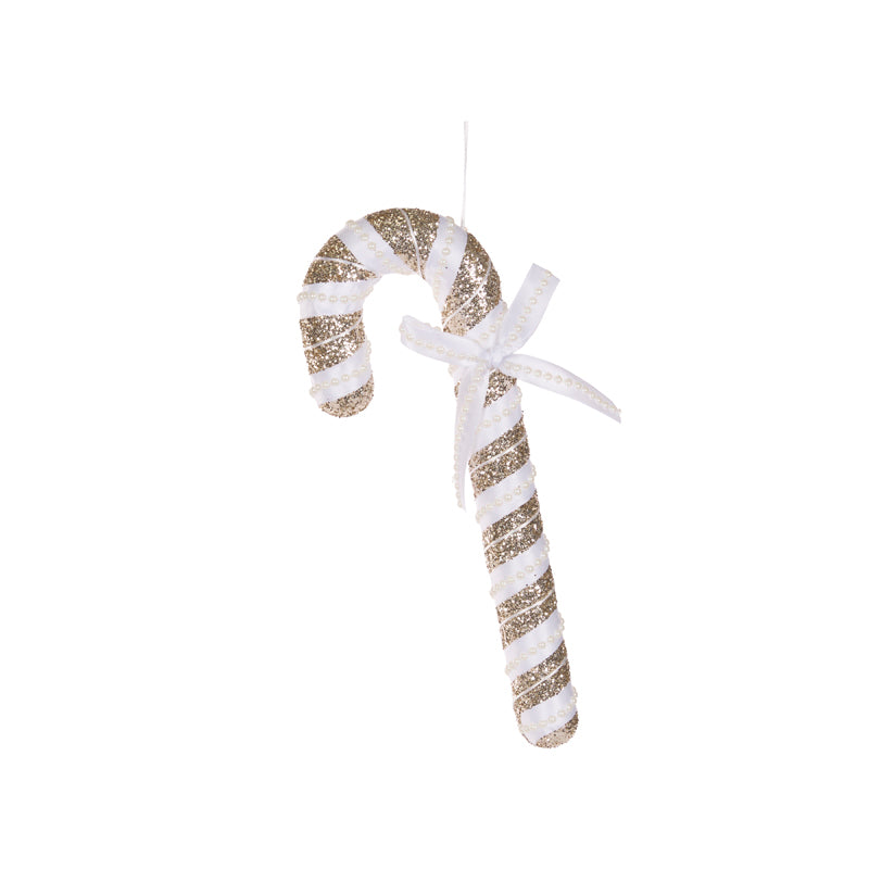 33 CM CHAMPAGNE AND WHITE HANGING CANDY CANE
