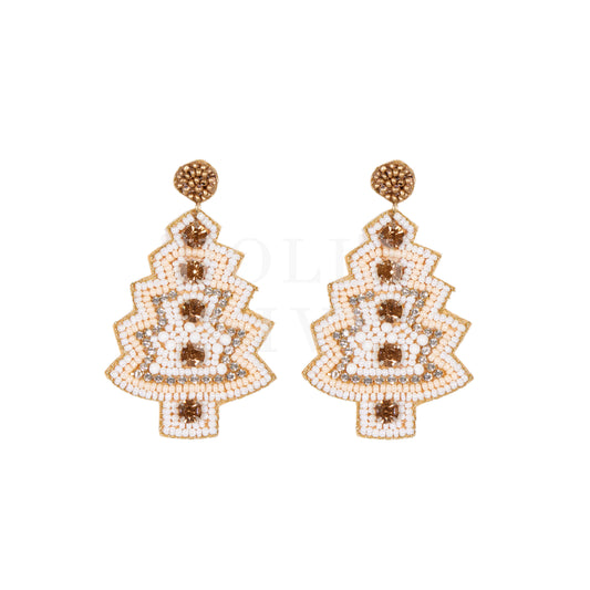 Christmas Tree Earrings White