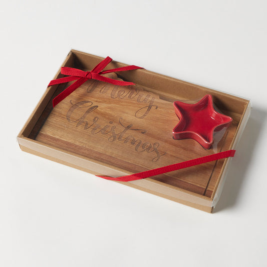 Set Christmas Serving Board with Condiment Bowl