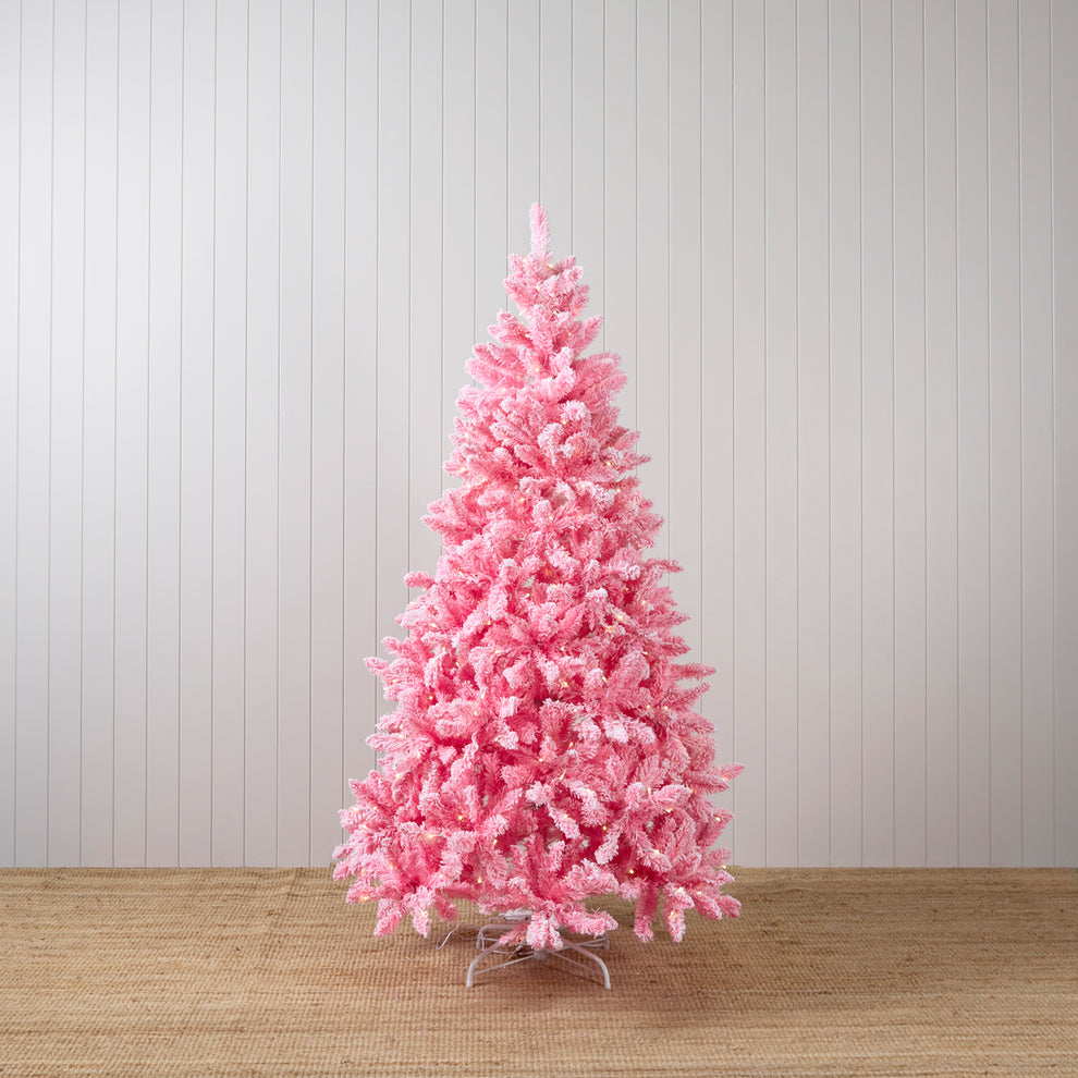 6Ft Frosted Pink Pine Tree - 380 Led – Holly & Ivy
