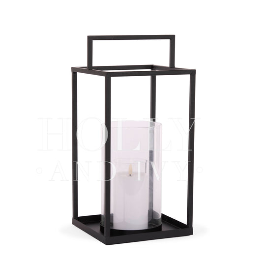 42CM BLACK METAL LANTERN
