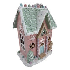 33CM MINT PINK GINGERBREAD LED HOUSE