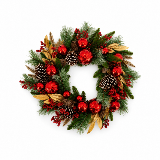 Red Bauble Gold Wreath