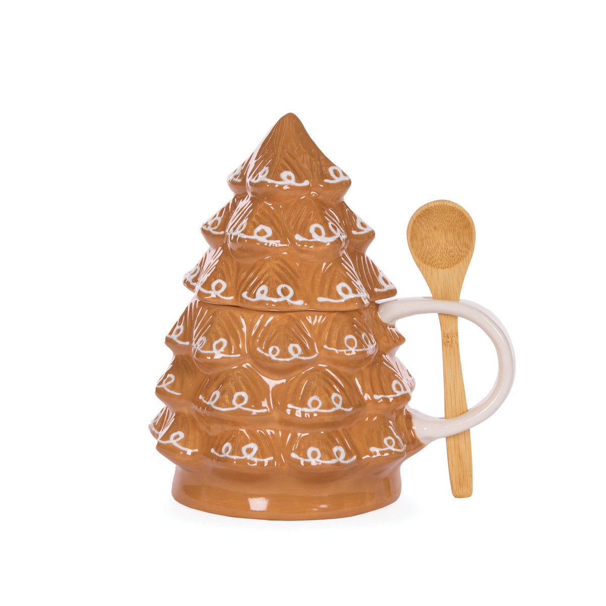 Ceramic Gingerbread Tree Mug And Spoon