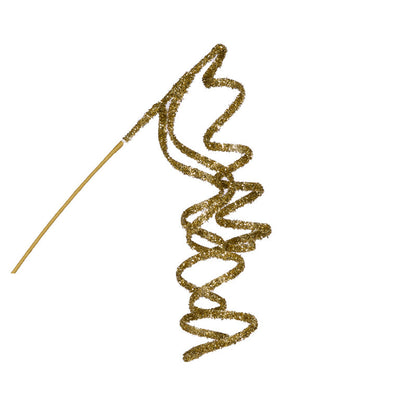 Gold Glittered Ribbon Spray