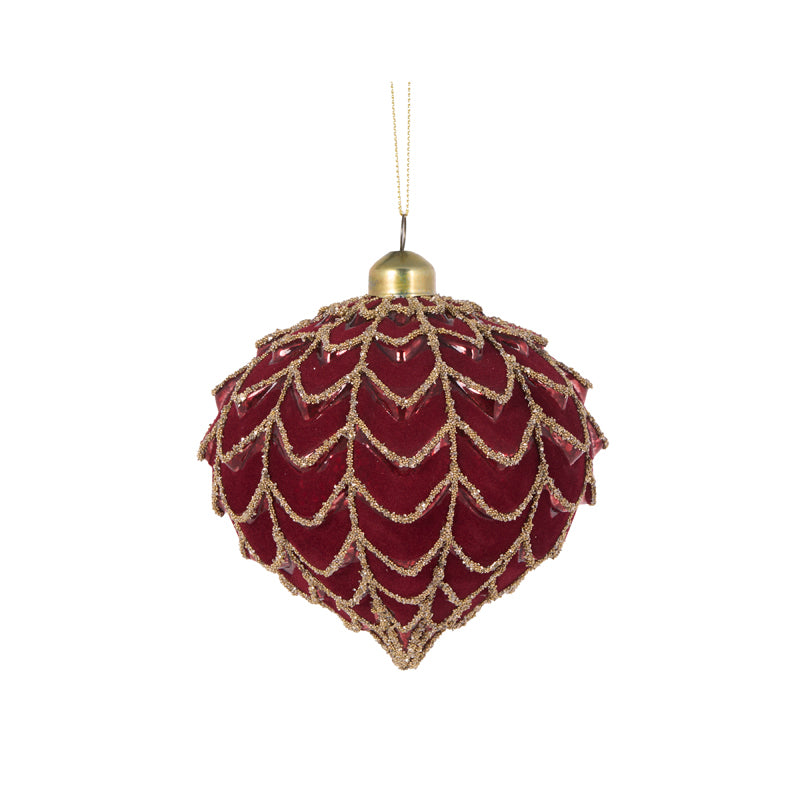 Burgundy Velvet Draped Onion Bauble