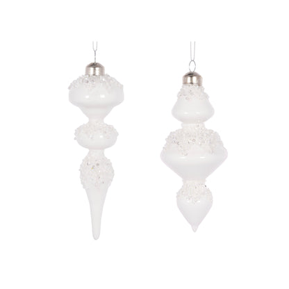 Set/3 White Beaded Finials