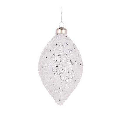 Clear Textured Glitter Drop Bauble