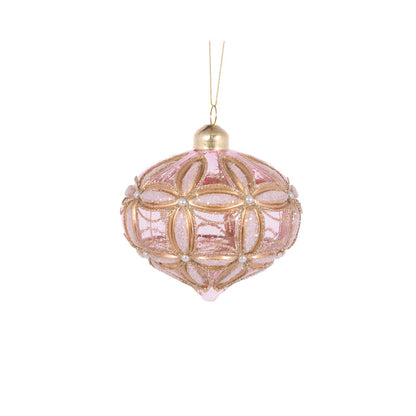 Pink Embossed Fleur Onion Bauble
