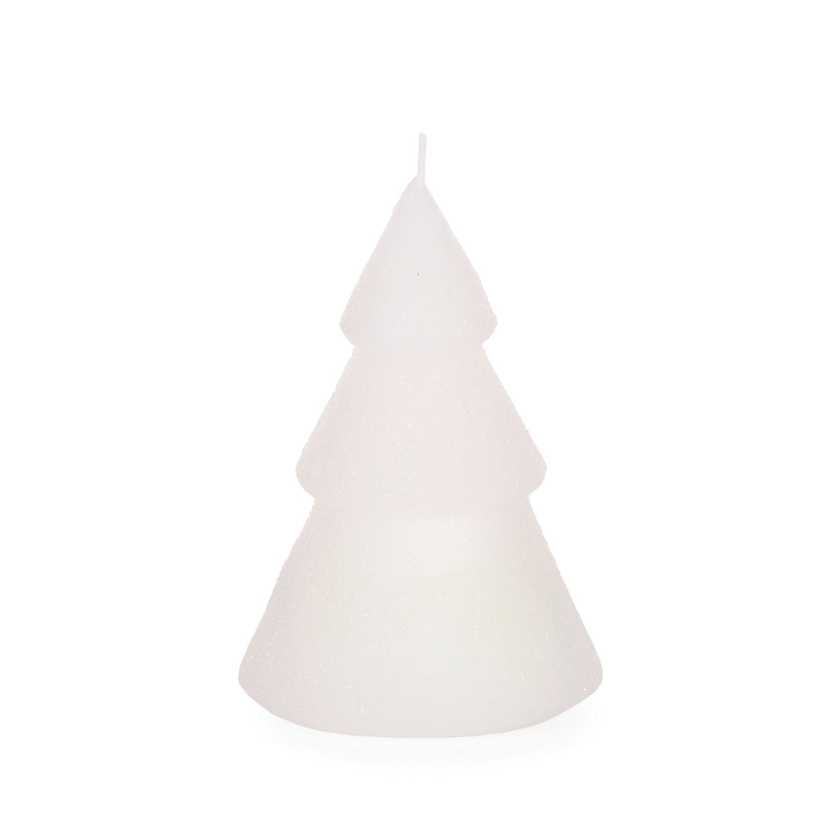13.5cm White Ribbed Tree Candle