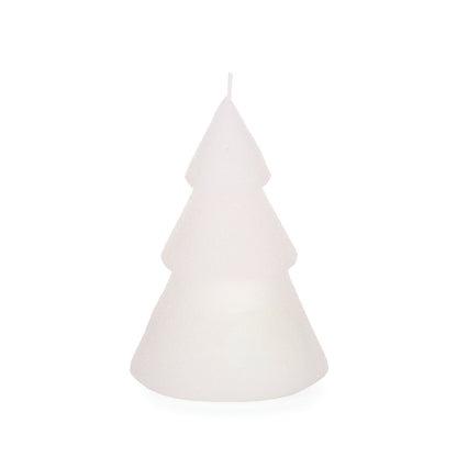 13.5cm White Ribbed Tree Candle