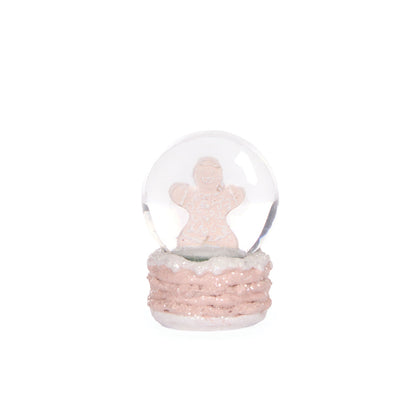 Pink Gingerbread Man Snow Globe