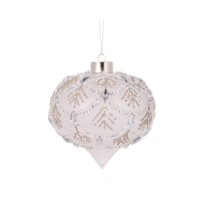 Frosted Fern Pleat Onion Bauble
