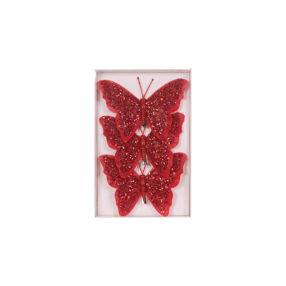 3PK RED BUTTERFLIES