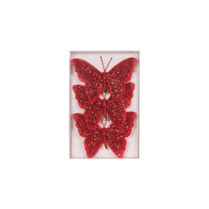 3PK RED BUTTERFLIES