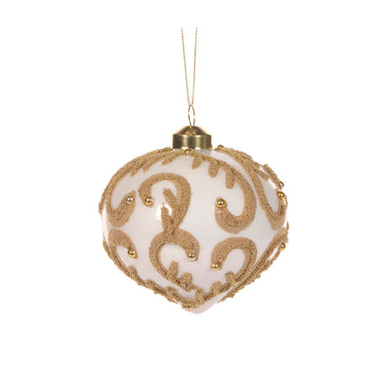 Ivory Beaded Swirl Onion Bauble