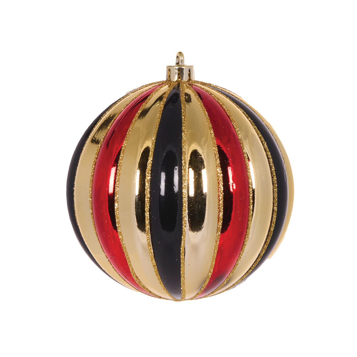High Shine Gold And Black Traditional Striped Bauble