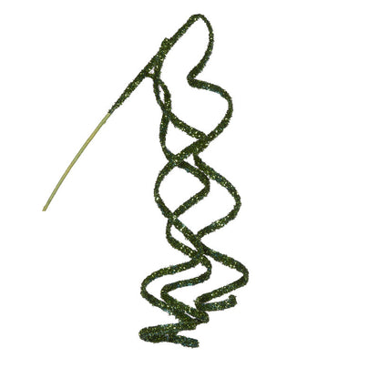 Emerald Glittered Ribbon Spray
