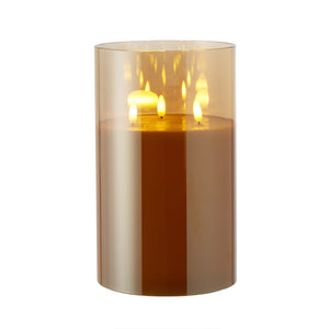 Amber Glass Triflame Candle Large