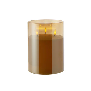 Amber Glass Triflame Candle Medium