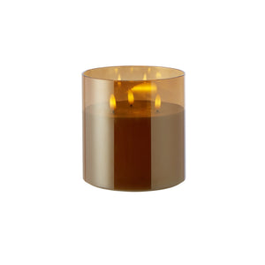 Amber Glass Triflame Candle Small