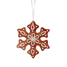 Load image into Gallery viewer, Piped Snowflake Gingerbread Hanging
