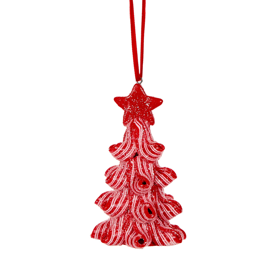 Red And White Strap Tree Hanging